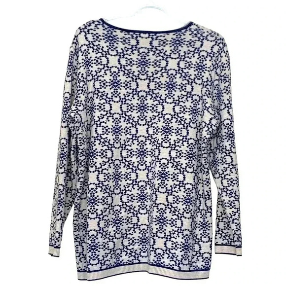 Olsen soft winter sweater w long sleeves, off-white with attractive blue… - Picture 3 of 5